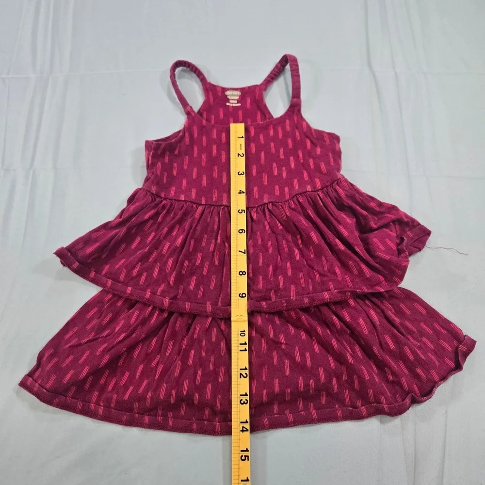 Old Navy Girls Tiered Sundress 4T Maroon Red Dash Smocked Sleeveless Knit Dress